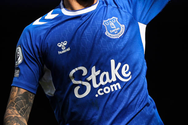 Stake are the sponsors of Everton Football Club